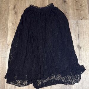 SHEIN Black Maxi A-line Skirt with Pleated Ruffles